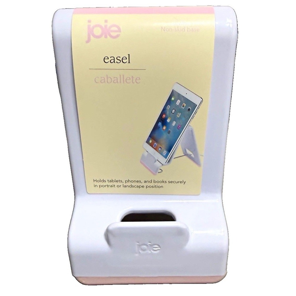 Joie Easel Tablet Phone Book Stand White Pink Non-Skid Base Cable Cutout